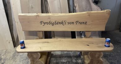 Wood in Log Bank für Geniesser mit Bierhalter